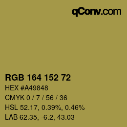 Color code: RGB 164 152 72 | qconv.com