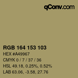 Color code: RGB 164 153 103 | qconv.com