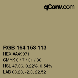 Color code: RGB 164 153 113 | qconv.com