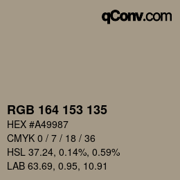 カラーコード: RGB 164 153 135 | qconv.com