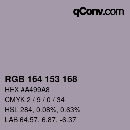 Color code: RGB 164 153 168 | qconv.com