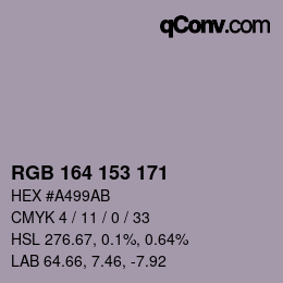 カラーコード: RGB 164 153 171 | qconv.com
