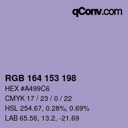 Color code: RGB 164 153 198 | qconv.com