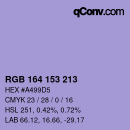 カラーコード: RGB 164 153 213 | qconv.com
