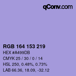 Color code: RGB 164 153 219 | qconv.com