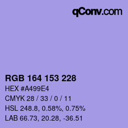 Color code: RGB 164 153 228 | qconv.com