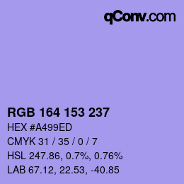 Color code: RGB 164 153 237 | qconv.com