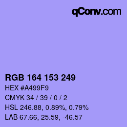 カラーコード: RGB 164 153 249 | qconv.com