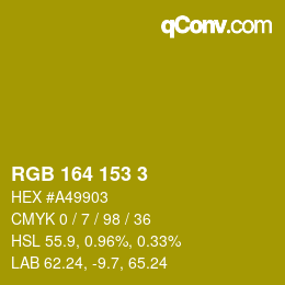 Color code: RGB 164 153 3 | qconv.com