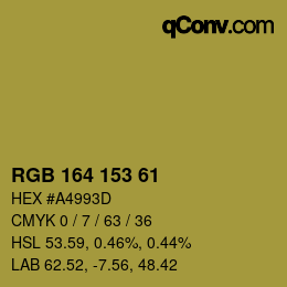Color code: RGB 164 153 61 | qconv.com