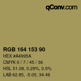 カラーコード: RGB 164 153 90 | qconv.com