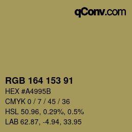 Color code: RGB 164 153 91 | qconv.com