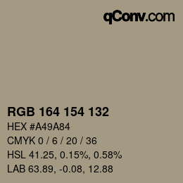 Color code: RGB 164 154 132 | qconv.com