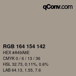 カラーコード: RGB 164 154 142 | qconv.com
