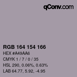 カラーコード: RGB 164 154 166 | qconv.com