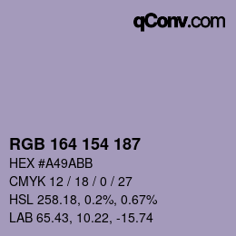 Color code: RGB 164 154 187 | qconv.com