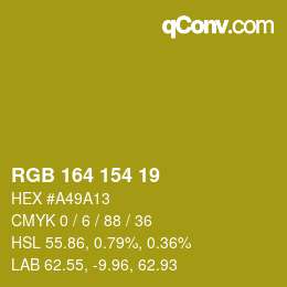 Color code: RGB 164 154 19 | qconv.com