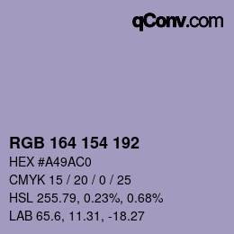 カラーコード: RGB 164 154 192 | qconv.com