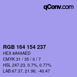 カラーコード: RGB 164 154 237 | qconv.com