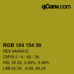 Color code: RGB 164 154 30 | qconv.com