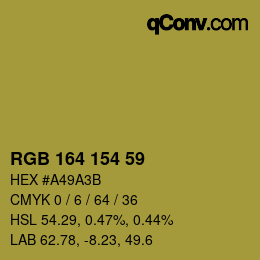 Color code: RGB 164 154 59 | qconv.com