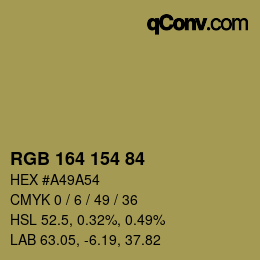 Color code: RGB 164 154 84 | qconv.com