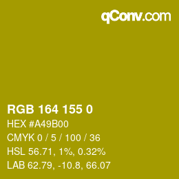 Color code: RGB 164 155 0 | qconv.com