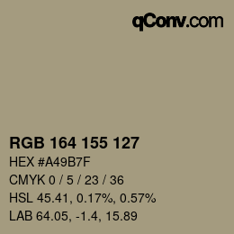 Farbcode: RGB 164 155 127 | qconv.com