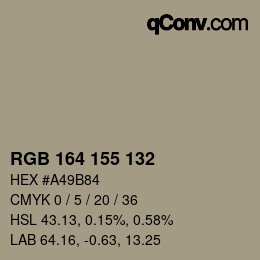 Color code: RGB 164 155 132 | qconv.com