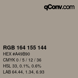 颜色代码: RGB 164 155 144 | qconv.com