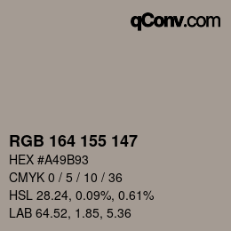 カラーコード: RGB 164 155 147 | qconv.com