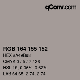 Color code: RGB 164 155 152 | qconv.com