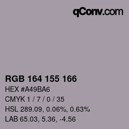 颜色代码: RGB 164 155 166 | qconv.com