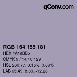 Color code: RGB 164 155 181 | qconv.com