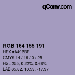 カラーコード: RGB 164 155 191 | qconv.com