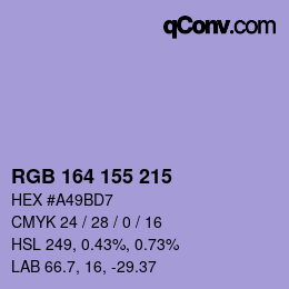 颜色代码: RGB 164 155 215 | qconv.com