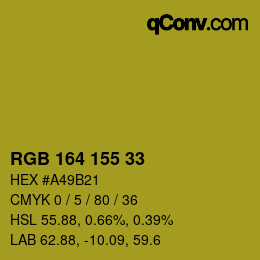 Color code: RGB 164 155 33 | qconv.com