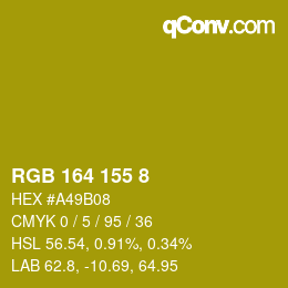 Color code: RGB 164 155 8 | qconv.com