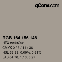 Code couleur: RGB 164 156 146 | qconv.com