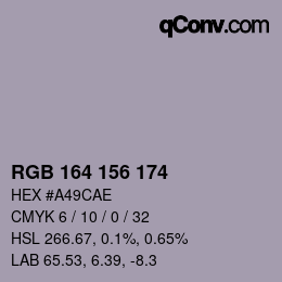 Color code: RGB 164 156 174 | qconv.com