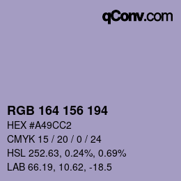カラーコード: RGB 164 156 194 | qconv.com