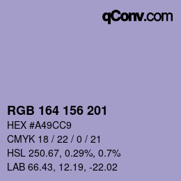 Color code: RGB 164 156 201 | qconv.com