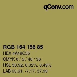 Color code: RGB 164 156 85 | qconv.com