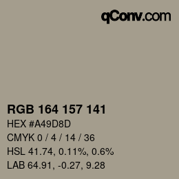 カラーコード: RGB 164 157 141 | qconv.com