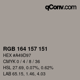 Color code: RGB 164 157 151 | qconv.com