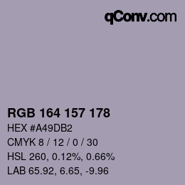 カラーコード: RGB 164 157 178 | qconv.com