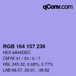 颜色代码: RGB 164 157 236 | qconv.com