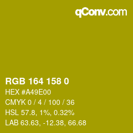 Color code: RGB 164 158 0 | qconv.com