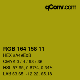 颜色代码: RGB 164 158 11 | qconv.com