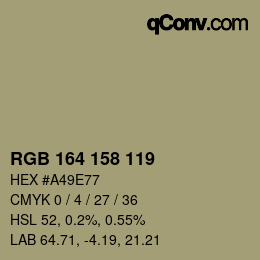 カラーコード: RGB 164 158 119 | qconv.com